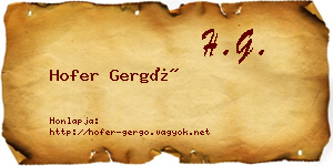 Hofer Gergő névjegykártya